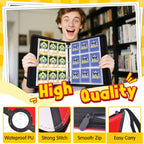 Card Binder – 9 Pocket Zipper Collection Album, Premium PU Holder, Double-Sided Display for 900 Cards, Includes 5 Hard Plastic Sleeves for Game Cards, Sports Cards