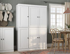 Palace Imports Solid Wood Tall Kitchen Pantry Cabinet - 71.5" H x 48.5" W – Wooden Storage Cabinet w/ 6 Shaker Doors & 8 Adjustable Shelves – White, 100% Renewable Eco-Friendly Wood, Made in Brazil