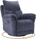 ANJ Swivel Rocker Recliner Chair Nursery Manual Glider Rocking Recliner Chairs for Adults, Fabric Rocking Chair Nursery, 360° Swivel Lazy Boy Recliner Chairs for Living Room, Slate Blue