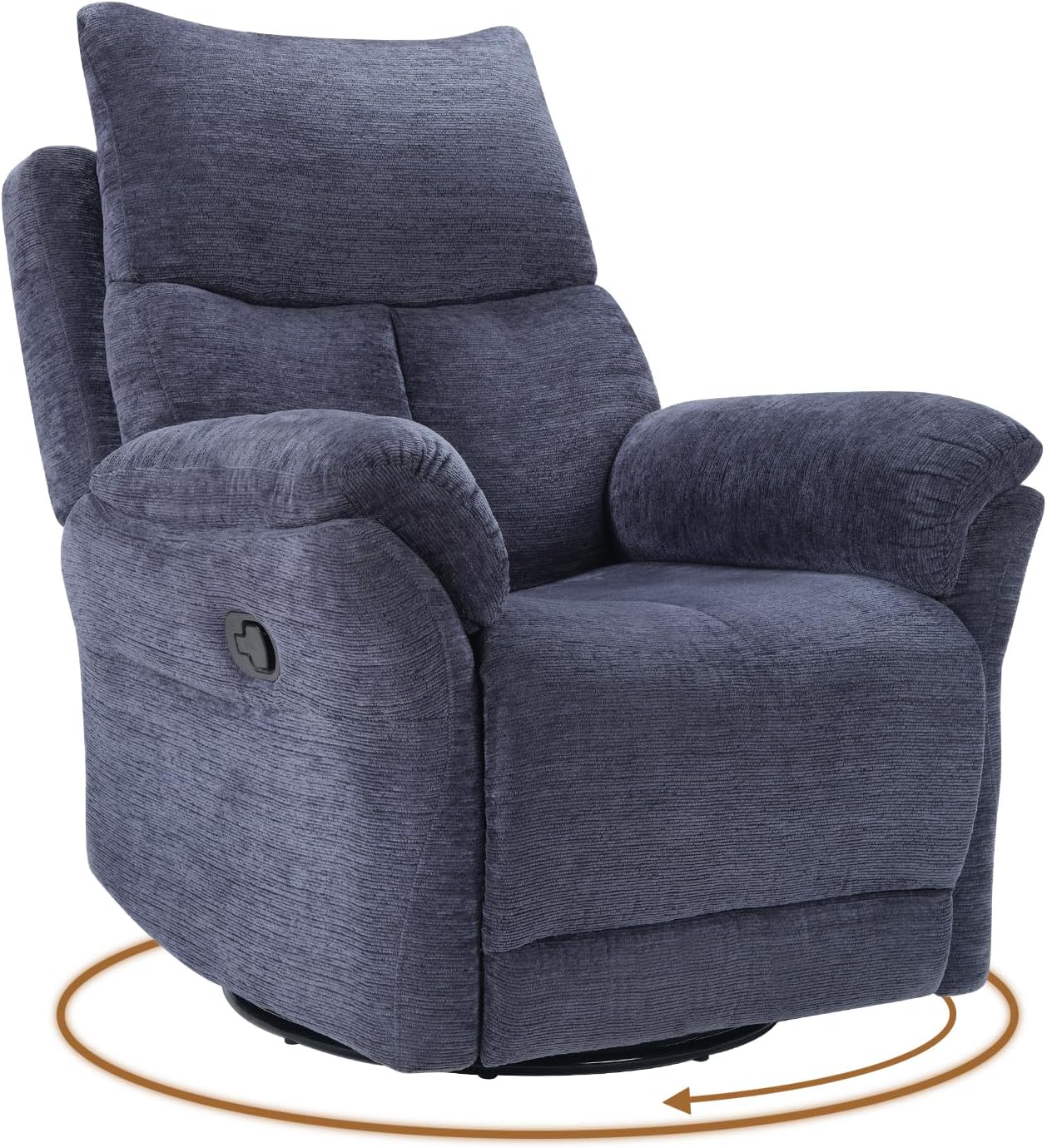 ANJ Swivel Rocker Recliner Chair Nursery Manual Glider Rocking Recliner Chairs for Adults, Fabric Rocking Chair Nursery, 360° Swivel Lazy Boy Recliner Chairs for Living Room, Slate Blue