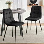 Homedot Black Dining Chairs Set of 4, Modern Upholstered Velvet Kitchen Reception Chairs Tufted, Comfortable Living Room Chairs for Apartment/Dining Hall