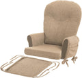 ANMINY 5pcs Glider Rocker Replacement Cushions Set with Ottoman Cover, 3.5Inch Thickened Fleece Glider Rocking Chair Cushions w/ 29.5Inch Tufted Backrest & Side Pockets for Indoor Nursery Light Coffee