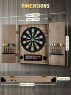 Electronic Dart Board, Decorative Dart Board Cabinet Set for Adults [12*Bronze Soft Tip Darts] [Cricket Game Mode]- Wooden Electric Dartboard Cabinet for Family Game Rooms