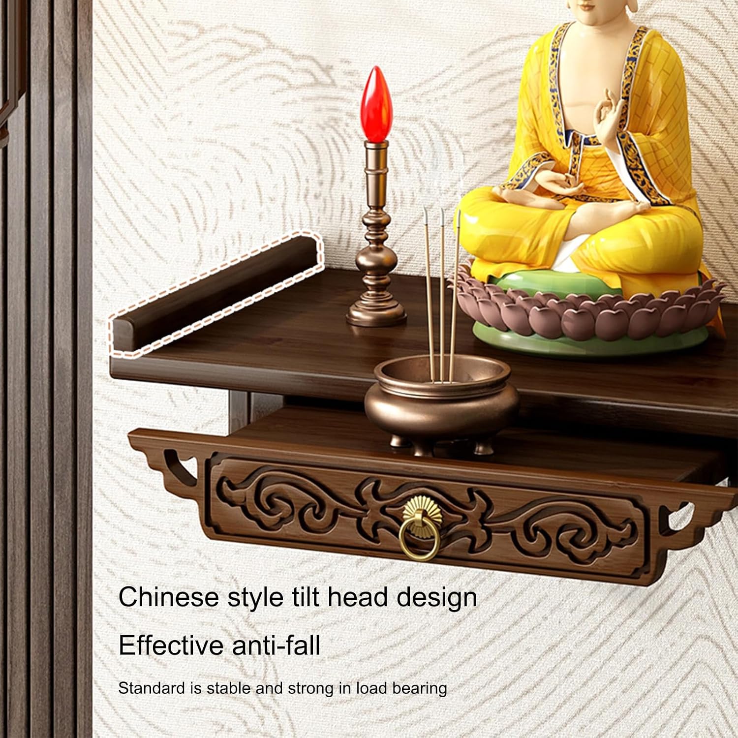 Altar Table, Wall-Mounted Personal Shrine Altar Table, Buddha Niche, Buddha Shelf Statue Stand, Spiritual Activities, Used to Place Photos, Souvenirs etc(66 * 26cm/26 * 10.2in)