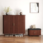 DHH Shoe Storage Cabinet with Sliding Door, 6-Tier Shoe Cabinet with Adjustable Shelves, Modern Freestanding Shoe Storage Organizer for Entryway, Hallway, Living Room (Walnut, 47 ")