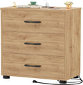 Aheaplus Night Stand with Charger Station, 21.7'' Wider Nightstands with 3 Wooden Drawers, Large Bedside Table, Modern Tall End Side Table, Nightstand for Bedroom, Natural Oak1