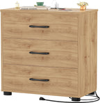 Aheaplus Night Stand with Charger Station, 21.7'' Wider Nightstands with 3 Wooden Drawers, Large Bedside Table, Modern Tall End Side Table, Nightstand for Bedroom, Natural Oak1