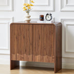 FurSch Fluted Sideboard Buffet Cabinet with Storage Set of 2, Mid Century Modern Storage Cabinet with Curved Edge and Adjustable Shelves for Kitchen Dining Room Living Room (Walnut, 2 pcs)