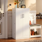 SUNLEI 47" Kitchen Pantry Storage Cabinet, Modern Freestanding Pantry Storage Cabinet with Adjustable Shelves, Buffet Cupboards Storage for Kitchen, Dining Room, White