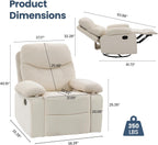 FiveWillowise Rocking Chair Nursery with Adjustable Armrests, 360° Swivel Rocker Recliner for Moms, Manual Gilder Rocker Nursing Chair with Wide Foot Rest for Living Room, Bedroom, Beige