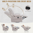 Swivel Rocking Recliner Chair, Comfy Corduroy Nursing Chair | Adjust Armrest, Big and Tall