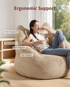 Relefree Cafy Bean Bag Chair for Adults,Oversized Reading Chair with Armrests,Memory Foam Filling Comfy Chair,Giant Cozy Adult Bean Bag Chair,Large Lazy Living Room Chair for Bedroom,Reading Nook