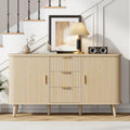 Lulive Natrual Buffet Cabinet, 55" Wide Sideboard Buffet Storage Cabinet with Rolling & Sliding Doors, Modern Bar Cabinet for Kitchen & Dining Room