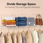 Wire Shelf Dividers for Closet: Clothes, Purse, Sweater Organizer, Vertical White Metal Rack Separators for Pantry, Bedroom, Kitchen Organization on Shelving (12" D x 10.6" H, 8 Pack)