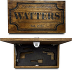 Bellewood Designs Customizable Hidden Gun Storage Wall Decor - Hidden Gun Safe with Family Name & Est Date - Magnetic Locking Concealment Shelf - Gun Concealment Furniture (Provincial)