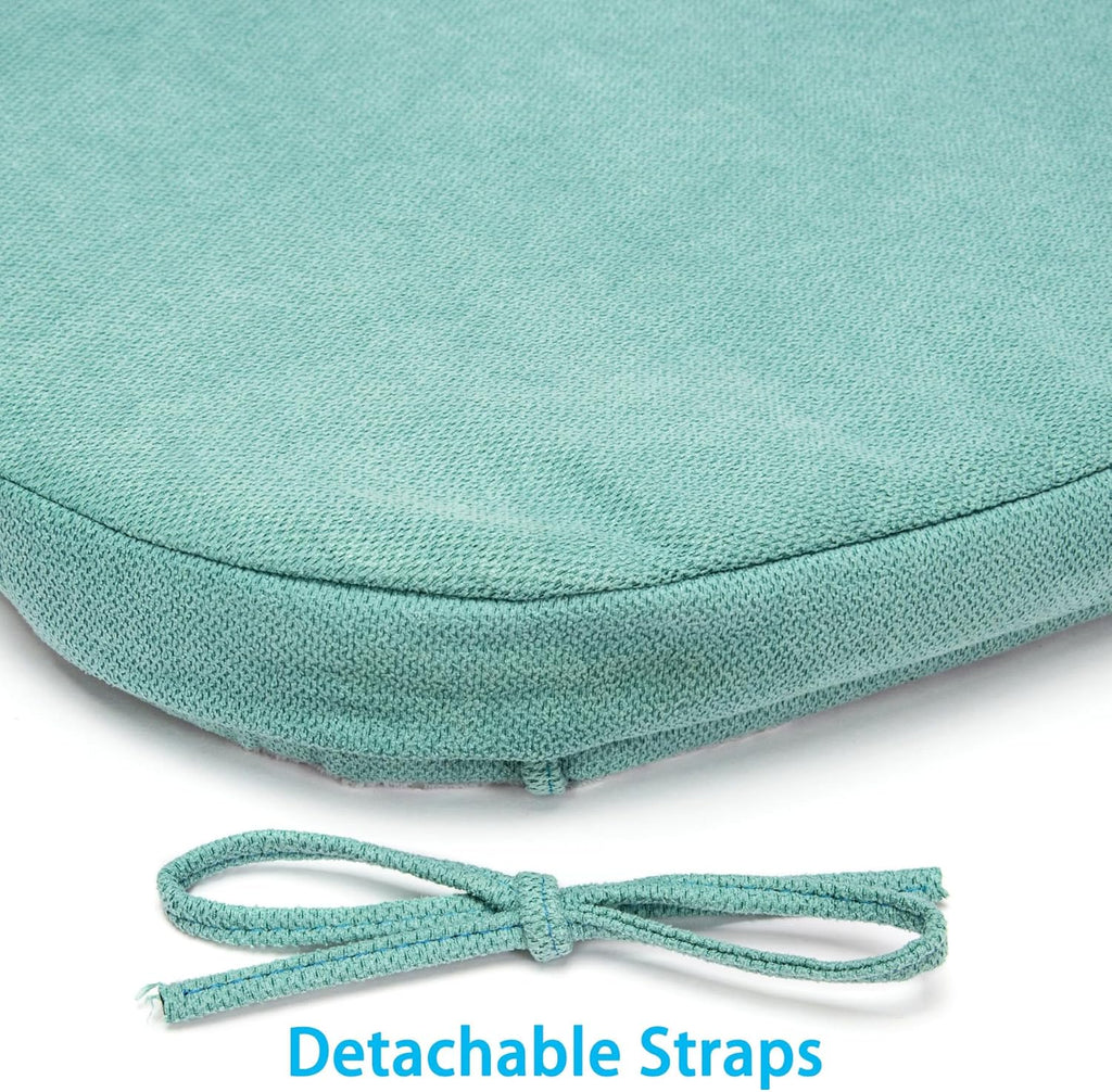 Chair Cushions for Dining Chairs, D-Shaped Non-Slip Seat Cushions with Removable Washable Covers & Ties, Chair Pads for Kitchen, Indoor Patio 17" x 16" (Aqua Blue, 6 Count) High-Resilience Foam