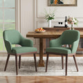 MALOL Wooden Dining Chairs Set of 2, Modern Fabric Upholstered Dining Room Chair, Kitchen Side Chairs, Farmhouse Dinner Chair with Open Back for Kitchen, Green