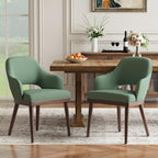 MALOL Wooden Dining Chairs Set of 2, Modern Fabric Upholstered Dining Room Chair, Kitchen Side Chairs, Farmhouse Dinner Chair with Open Back for Kitchen, Green