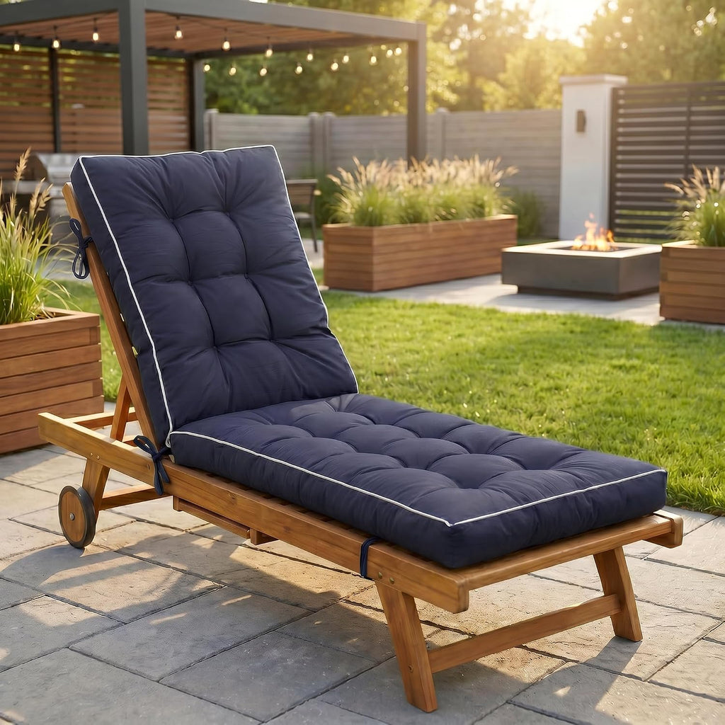 Elountik Chaise Lounge Cushion 72x21 in, 2 Pack Quick Dry Outdoor Seat Pad with Shredded Foam for Patio Furniture, Poolside, Deck Chairs