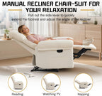 Korser Recliner Chair, Living Room Chairs for Adults, Thick Upholstered Manual Recliner with Side Pockets, Small Recliner for Small Spaces, Lounge Chair for Nursery Bedroom Apartment RV, Chenille