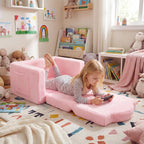 Novabright Kids Chair or Couch for Toddler, 2-in-1 Soft Foldable Couch, Comfy Toddler Chair, Convertible Sofa to Lounger, Gifts for Kids Girl Boys for Birthday, Children's Day (Strawberry)