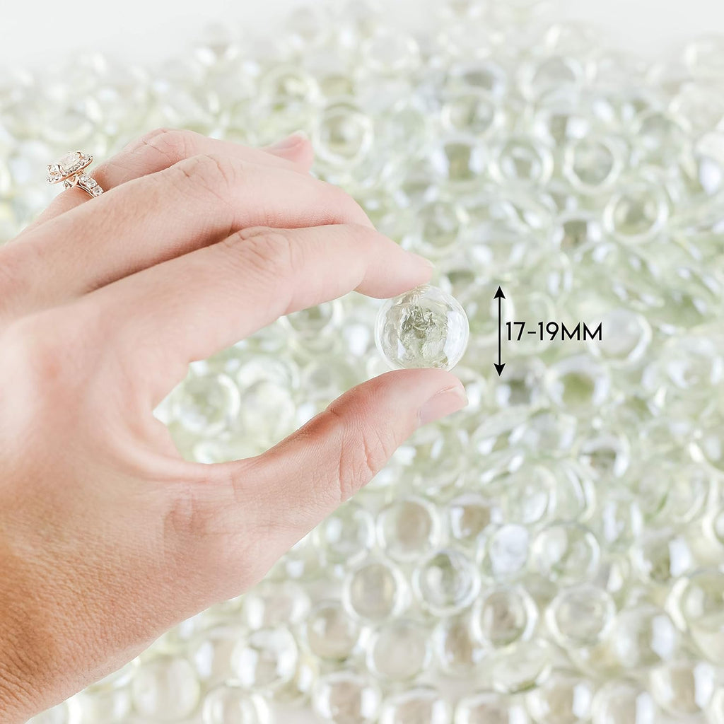 Clear Flat Glass Marbles Vase Filler Beads (5lb, 500 Stones) | Glass Pebbles, Mancala Gems