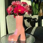 Reimagine Discovery Pink Boot Vase, Maximalist Ceramic Flower Vase, Pink Room Decor for Office, Bedroom & Living Room, Aesthetic Room Decor for Desk, Shelf, Table, Bar & Vanity