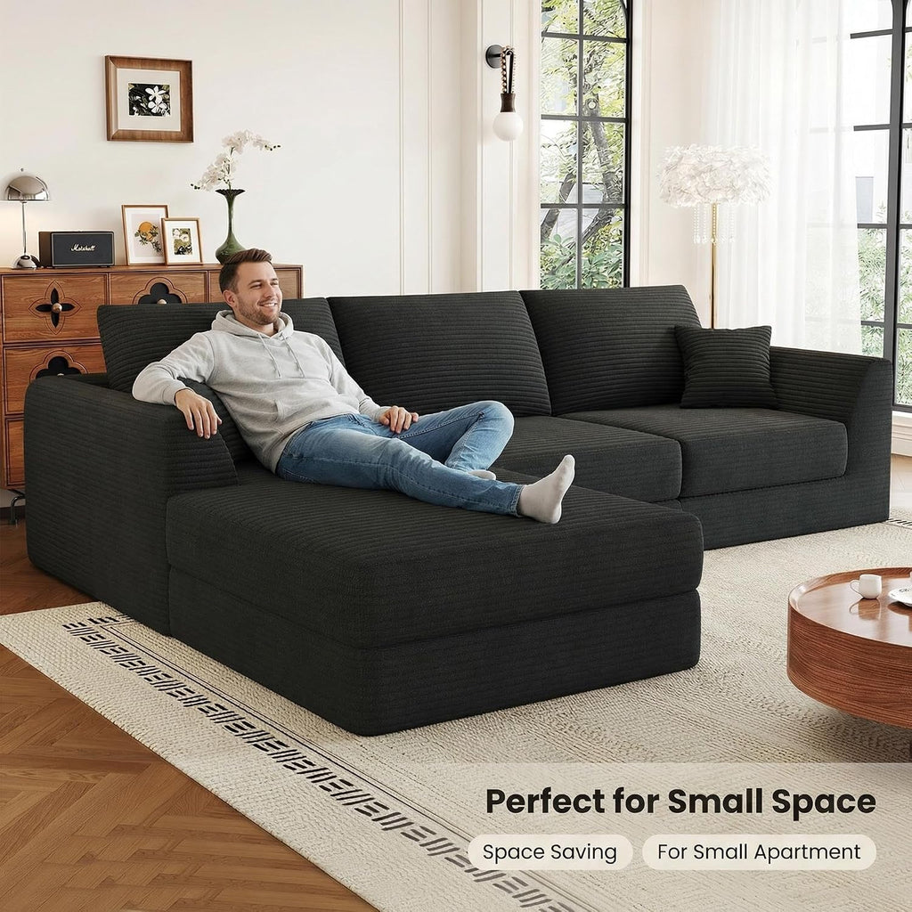 106” Modular Sectional Sofa, Cloud Sectional Couch with Deep Seat, Modern Modular L-Shape Sofa Couch with Chaise,Upholstered Boneless Couches for Living Room Bedroom No Assembly Required