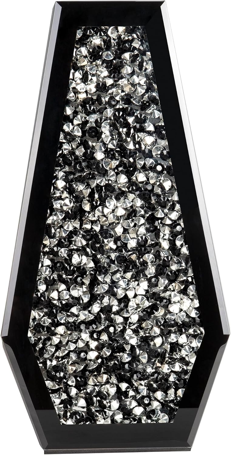 SHYFOY Black Flower Vase Crushed Diamond Glass Vase Large Mirrored Crystal Vases for Centerpieces Tall Floor Vases for Dried and Artificial Flowers Home Decor, Can’t Hold Water