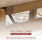 Linon Bennett Natural Folding Chair with Woven Rope Back and Linen Upholstered Seat Set of 2