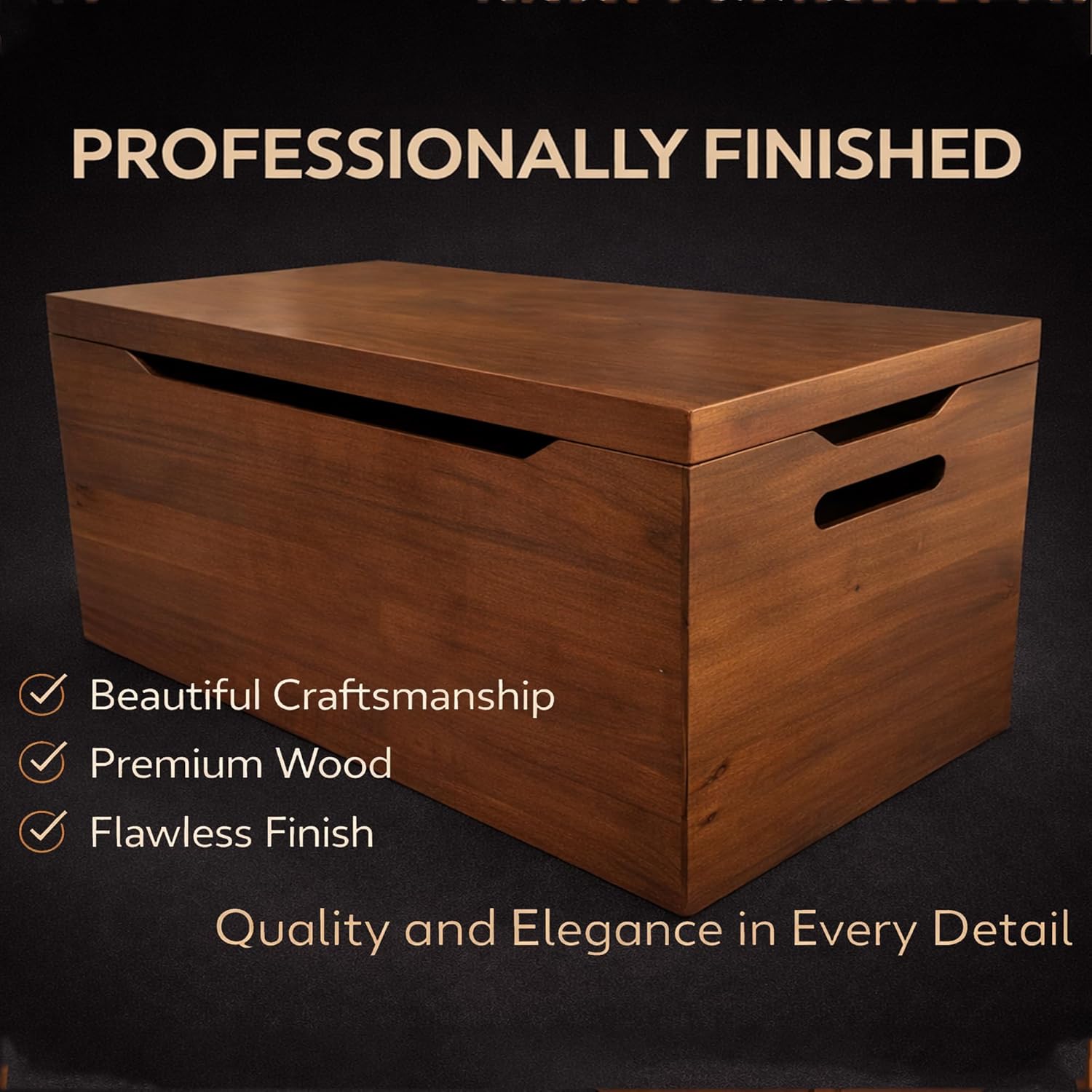 Personalized Engraved Name, Fully Assembled, Solid Wood Storage Trunk with Lid & Handles, Hope Chest, Wooden Box, Bedroom Organizer, Birthday, Gift, Blankets, Clothes, Slow-Close Lid, 30”, Walnut
