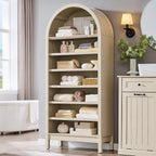 IFBUY 71" Tall Arched Bathroom Storage Cabinet, 7-Tier Modern Farmhouse Storage Cabinet with Adjustable Shelves, Wood Freestanding Cabinet for Bathroom, Living Room, Entryway, Hallway (Cream)