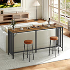 YATINEY 70.9" Bar Table, Long Counter Bar Height Table, Rectangular Bar Pub Table with Metal Frame, for Dining Room, Living Room, Kitchen, Balcony, Rustic Brown and Black BT13BR