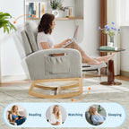 Rocking Chair Nursery, Nursing Rocking Chairs with Foot Rest for Mom Nursery,Rocker Glider Chair with High Backrest for Living Room, Bedroom, Upholstered Lounge Chair with Solid Wood Base for Relaxin
