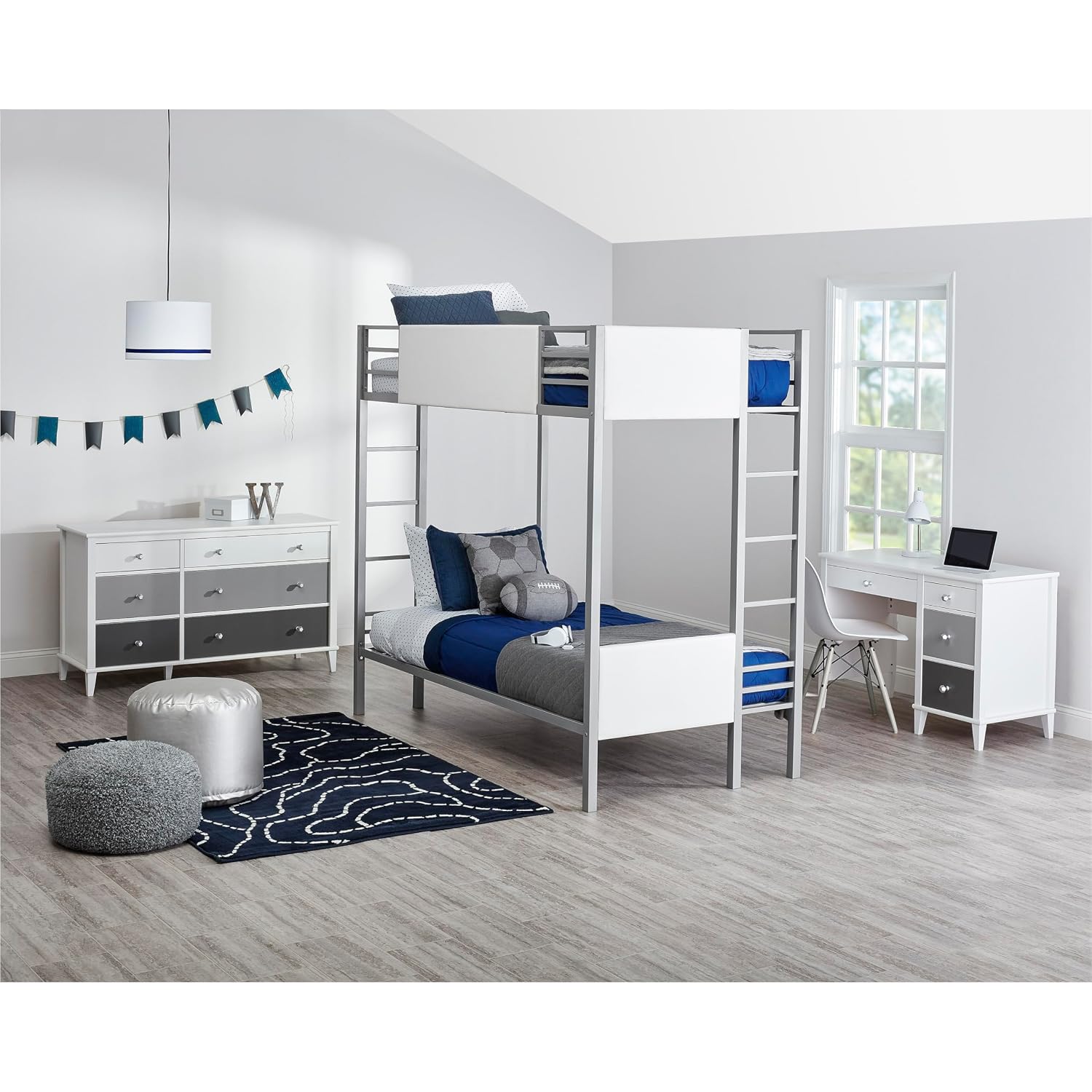 Little Seeds Monarch Hill Poppy Kids’ White Desk, Grey Drawers