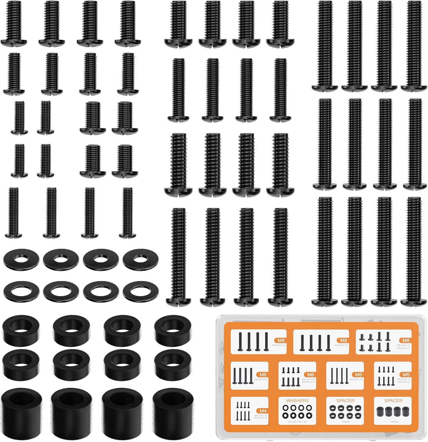 WALI Universal TV Mounting Hardware Kit Set Includes M4 M5 M6 M8 TV Screws and Spacer Fit Most TVs up to 80 inch (UVSP), Black