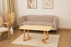Mid-Century Modern Rectangular Coffee Table, Solid Wood Small Coffee Table with Unique Z-Shaped Legs, Minimalist Natural Wood End Table for Living Room, Apartment, Small Space, Easy Assembly