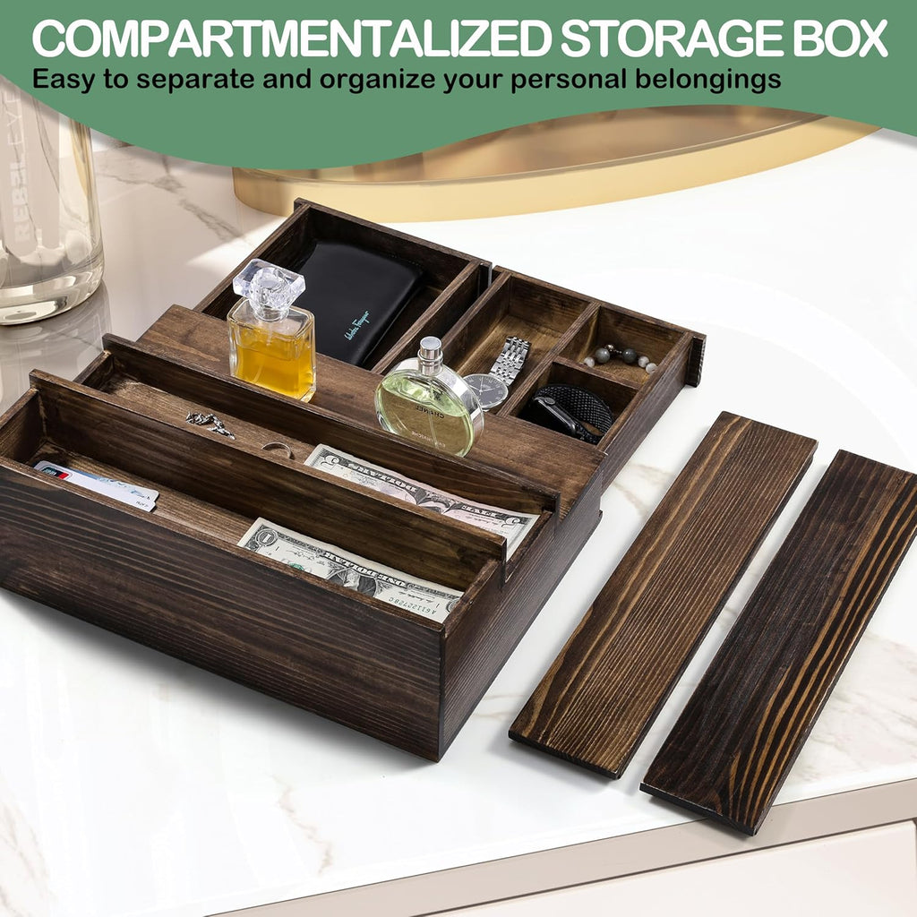 Boulphia Cologne Organizer for Men, 3-Tier Cologne Stand with Drawer and Hidden Compartment, Wooden Cologne Shelf for Perfume Display Holder, Great Gifts for Men, Vintage