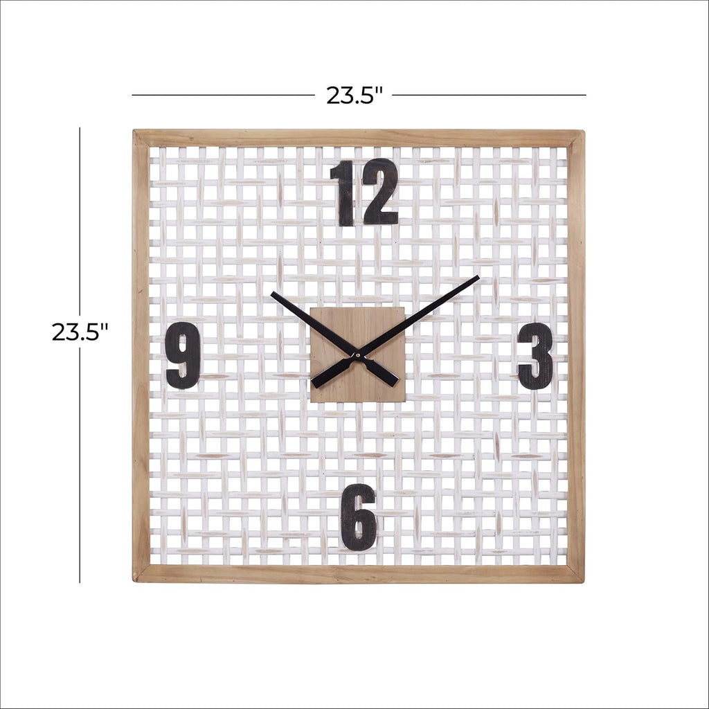 Deco 79 Farmhouse Wood Square Wall Clock, 24" x 2" x 24", White