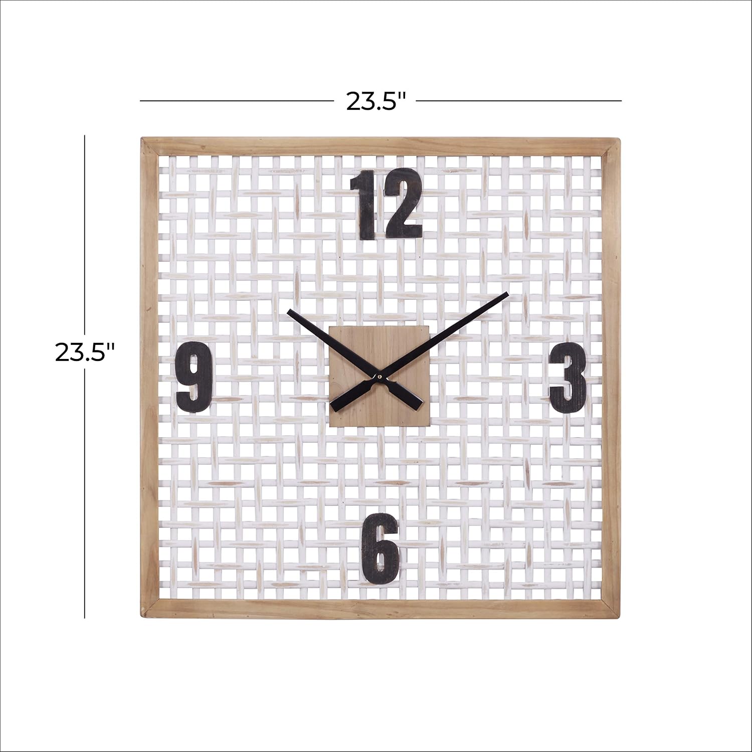 Deco 79 Farmhouse Wood Square Wall Clock, 24" x 2" x 24", White