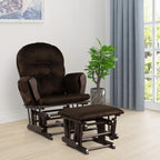 DORTALA Baby Glider Rocker with Ottoman, Multi-Position Glider with Cleanable Upholstered, Smooth Rocking Motion, Nursery Glider & Ottoman Sets for Nursing Baby, Reading, Brown
