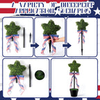2 Pack Patriotic Star Topiary Tree 21.6"-32.6'' Large Star Shaped Artificial Plant Decor for Indoor and Outdoor Patriotic 4th of July Memorial Day Garden Porch Yard Decorations