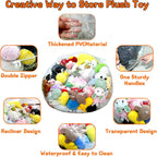 Clear Stuffed Animal Storage Bean Bag Chair Cover for Kids with Zipper | Transparent Waterparoof Wipe Clean Thicker PVC, Holds 100+ Stuffed Animals, Double Zipper for Plush Toys Storage & Organizing