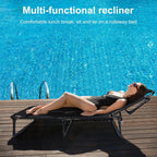 Chaise Lounge Chair | Outdoor Tanning Chair with Pillow[4 Positions] | Heavy Duty Portable Lounge Chairs | Patio Chaise Lounger Camping Cot for Outdoor Sunbathing Patio Pool Lawn Deck Poolside Black