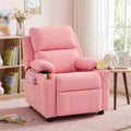 Korser Kids Recliner Chair, PU Leather Toddler Recliner with Cup Holder, Kid Recliner Sofa with Footrest, Push Back Child Reclining Chair with Side Pockets for Children Boys Girls Room, Pink