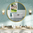 NEWBULIG Round Wall Mirror, 36 Inch Bathroom Mirrors for Over Sink, Wall Vanity Circle Mirror with Matte Metal Framed, Decor for Bathroom, Entryway, Bedroom, Gold