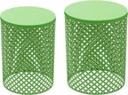 Xuthusman 2 Pack Outdoor Side Table,Metal Frame Accent Table Modern End Table Set Nesting Side Tables for Patio Balcony Garden Living Room Bedroom Indoor Outdoor Use（Green）