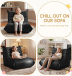 Hobestluk Bean Bag Chair for Kids Toddler Bean Bag Chair with Memory Foam Filler Leather Beanbag with Spacious Design Bean Bag Couch for Reading Gaming Relaxing (Black, Small)