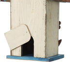 Glitzhome Bird House for Outdoor Hanging, 10.2" H Garden Decorative Birdhouse Pet Cottage Distressed Wooden Bird House for Outside, Bird Nest Box for Bluebird Wren Chickadee Sparrow, Flower White