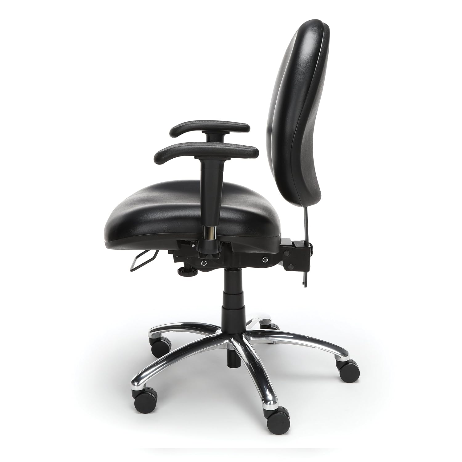 OFM 24/7 Vinyl Office Chair, BIG & TALL 400lb Max Weight, Adjustable Back & Seat Height, With Wheels, Black